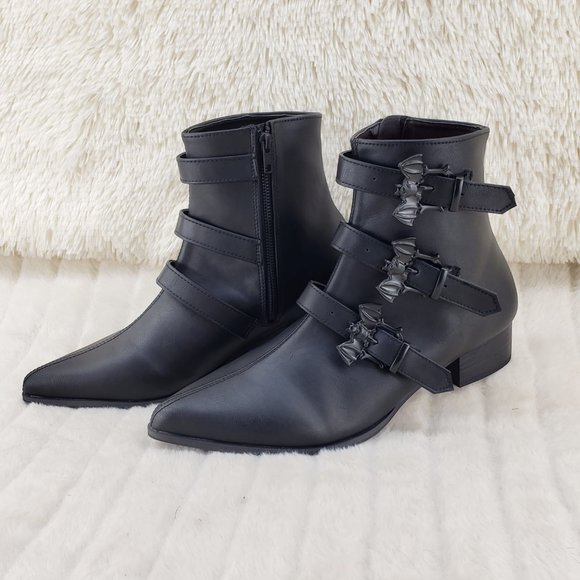 Warlock Bat Buckle Multi Strap Men\'s Goth Dress Boots main image 11